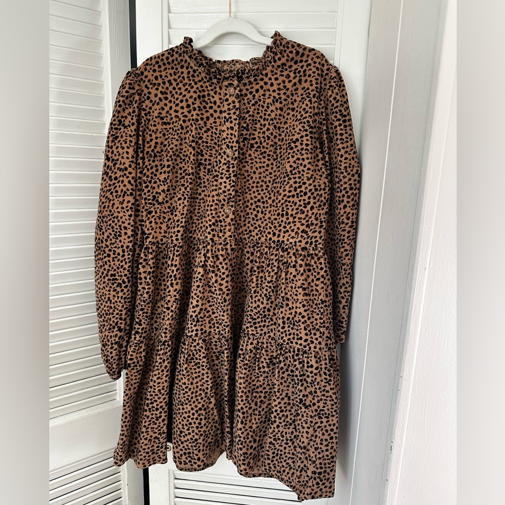 Crewcuts Brown and Black Corduroy Animal print Dress